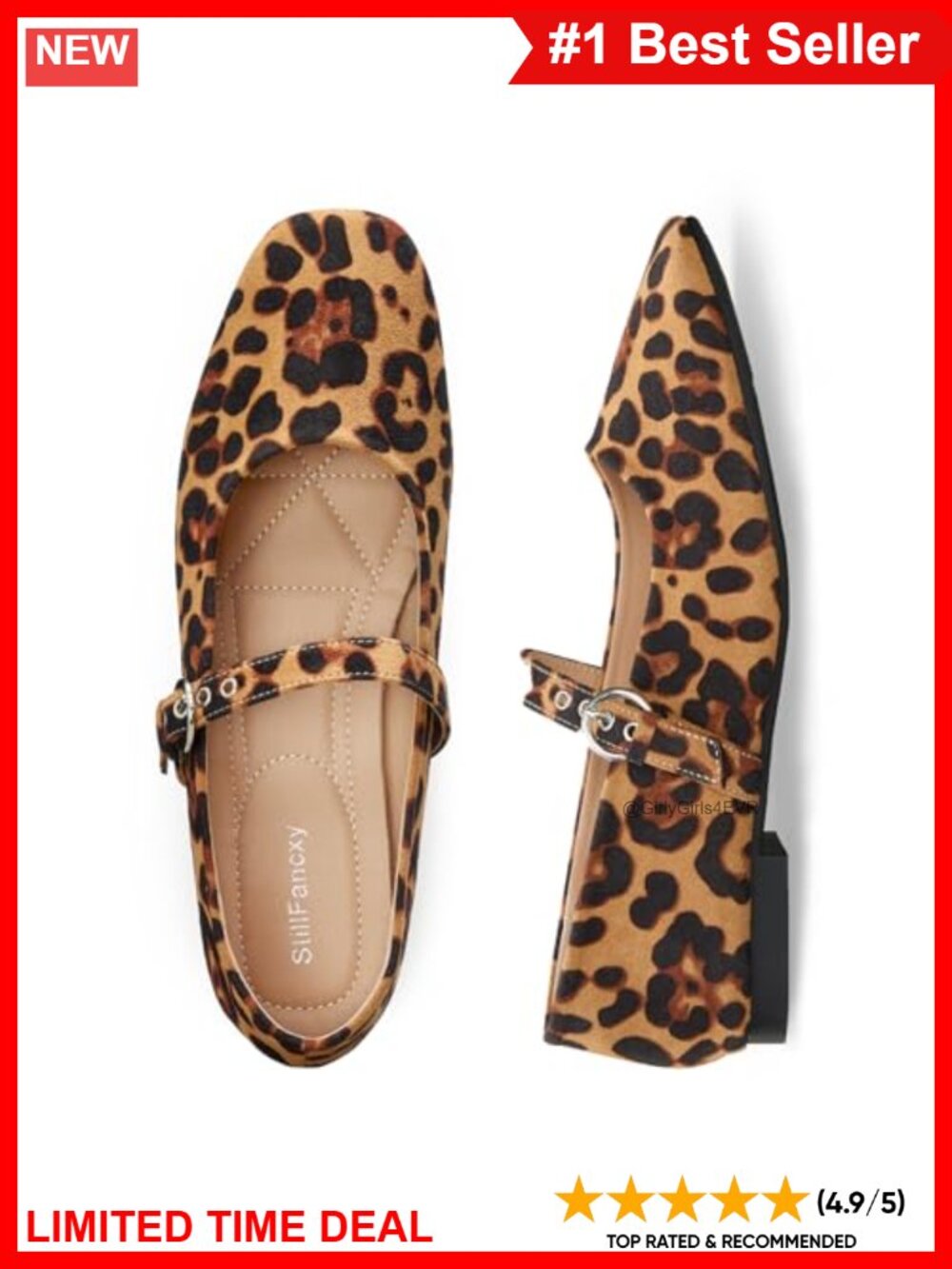 Mary Jane Ballet Flats Faux Leather Slip On Comfort Shoes